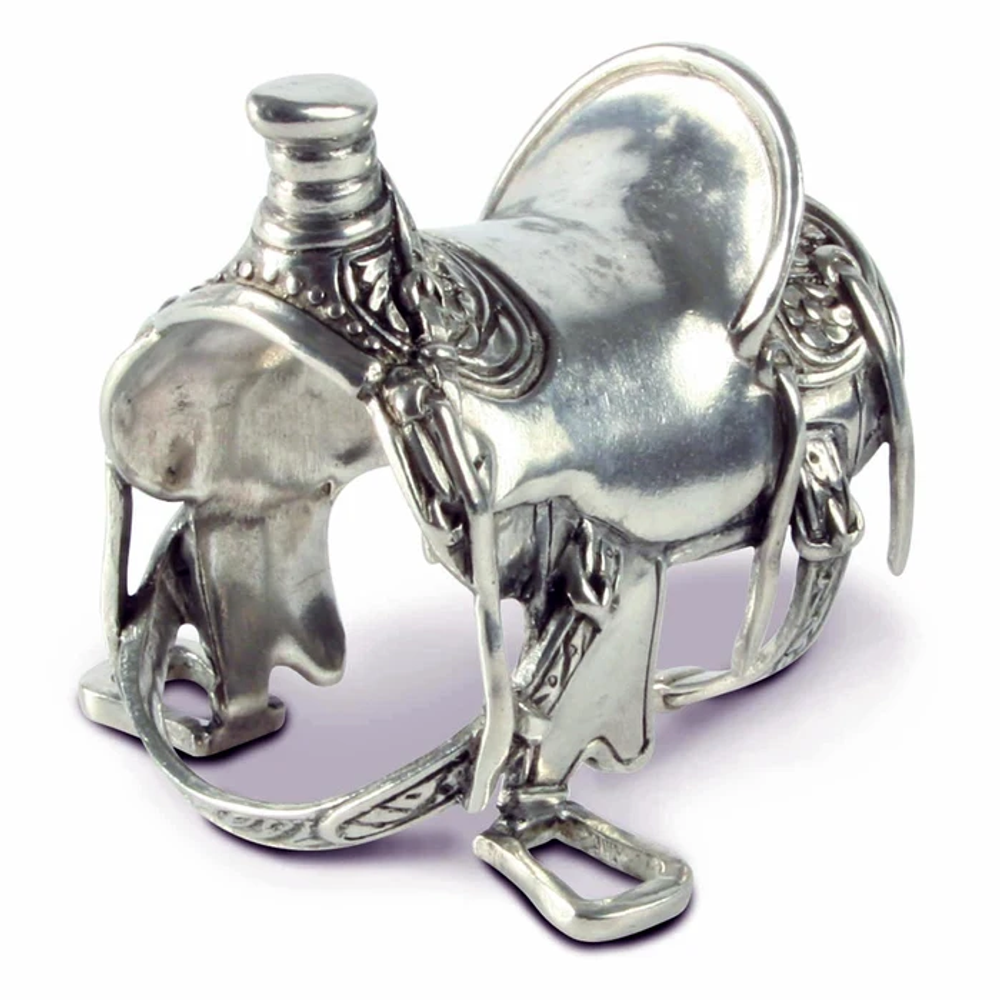 Pewter Cowboy Saddle Napkin Ring Set | Vagabond House