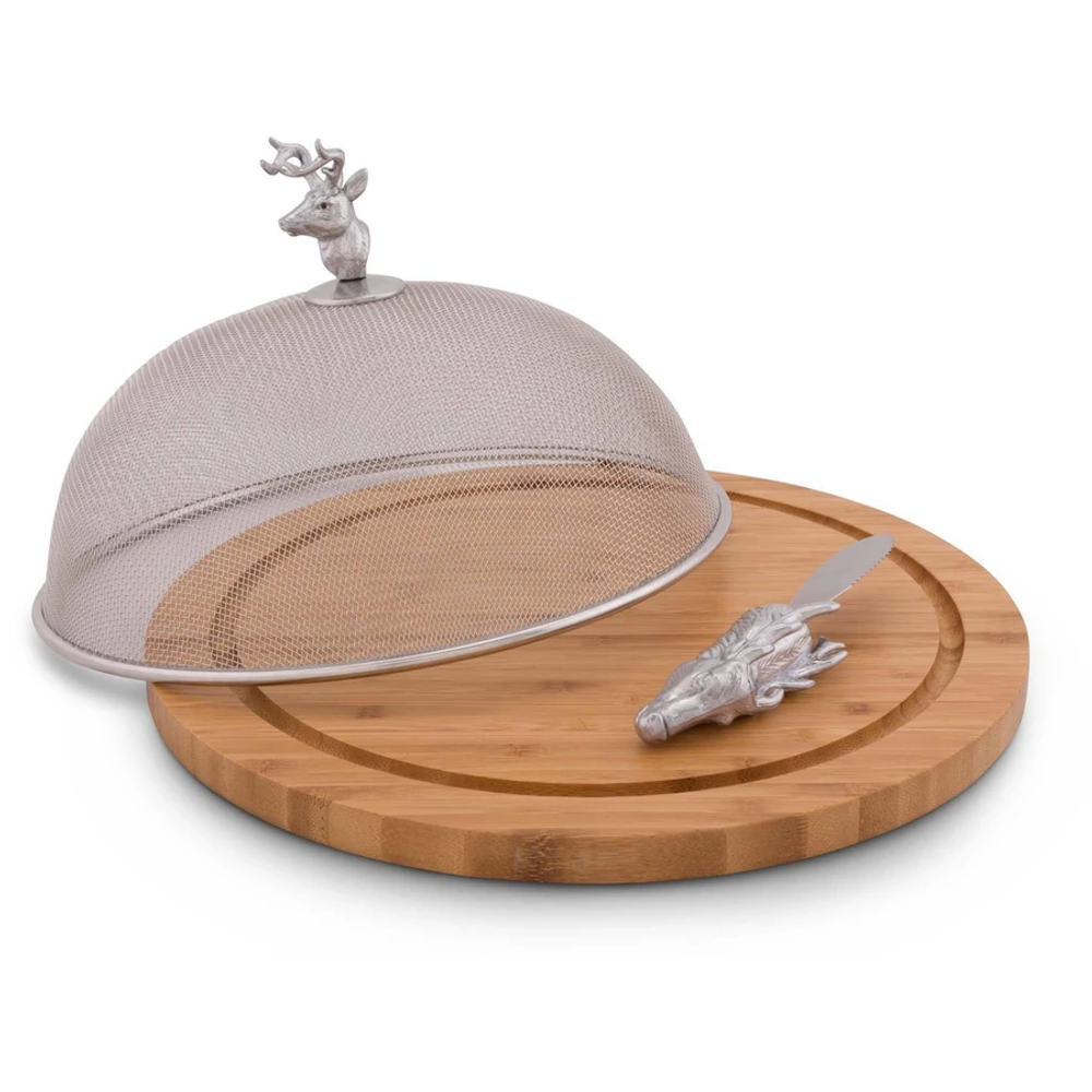 Elk Head 3 Piece Picnic Cheese Board Spreader | Arthur Court Designs