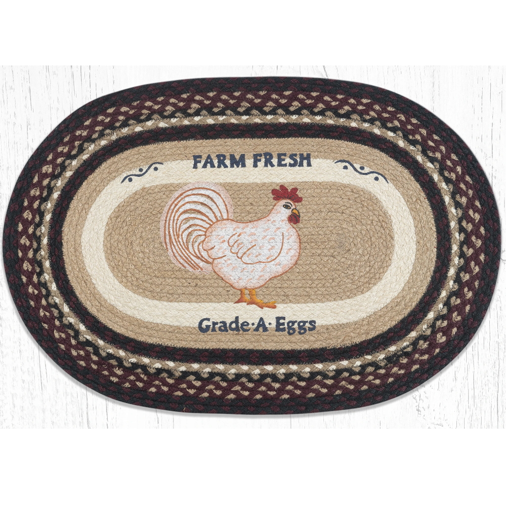Farmhouse Chicken Oval Braided Rug | Capitol Earth Rugs | OP-344