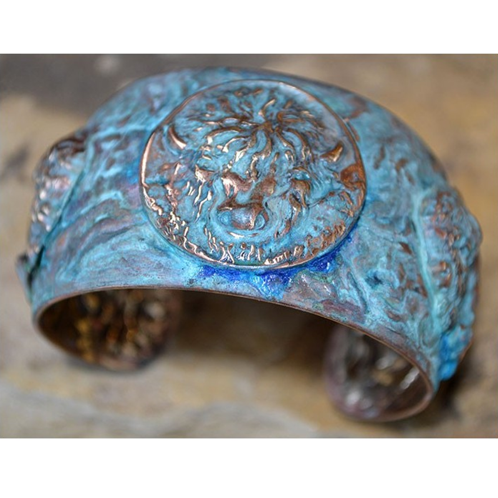 Buffalo Verdigris Patina Brass Cuff Bracelet | Elaine Coyne Jewelry | ECGBP83CF