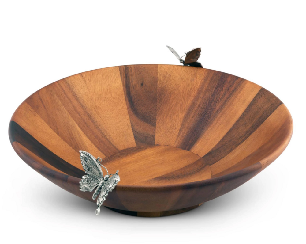 Butterfly Acacia Wood Salad Bowl | Vagabond House | G212BFL