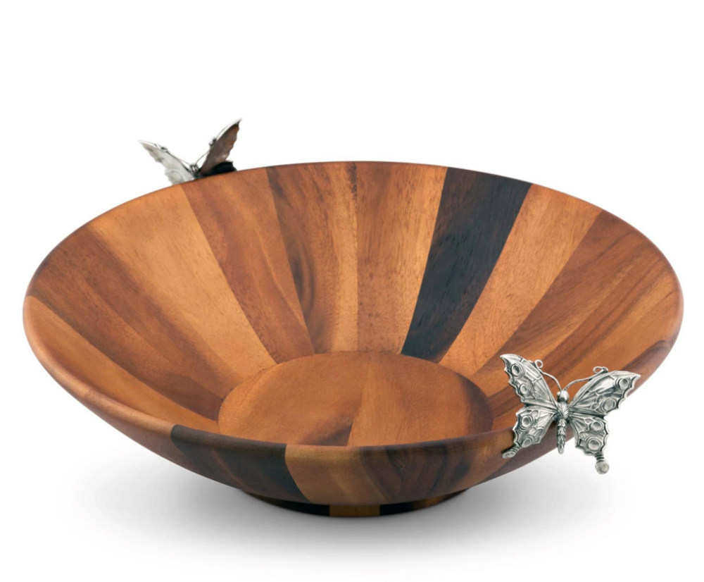 Butterfly Acacia Wood Salad Bowl | Vagabond House | G212BFL