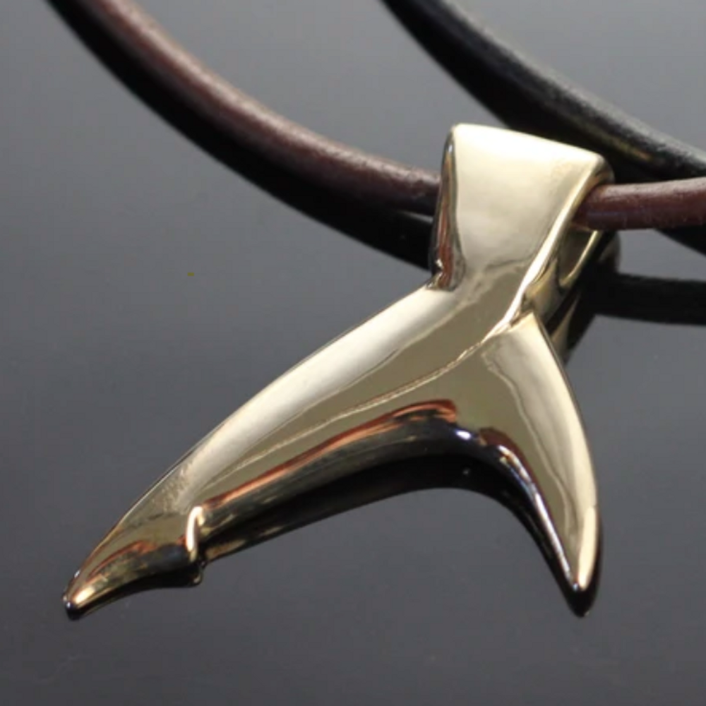 Black Tip Shark Tail Bronze Pendant Necklace | Anisa Stewart | BRF1022
