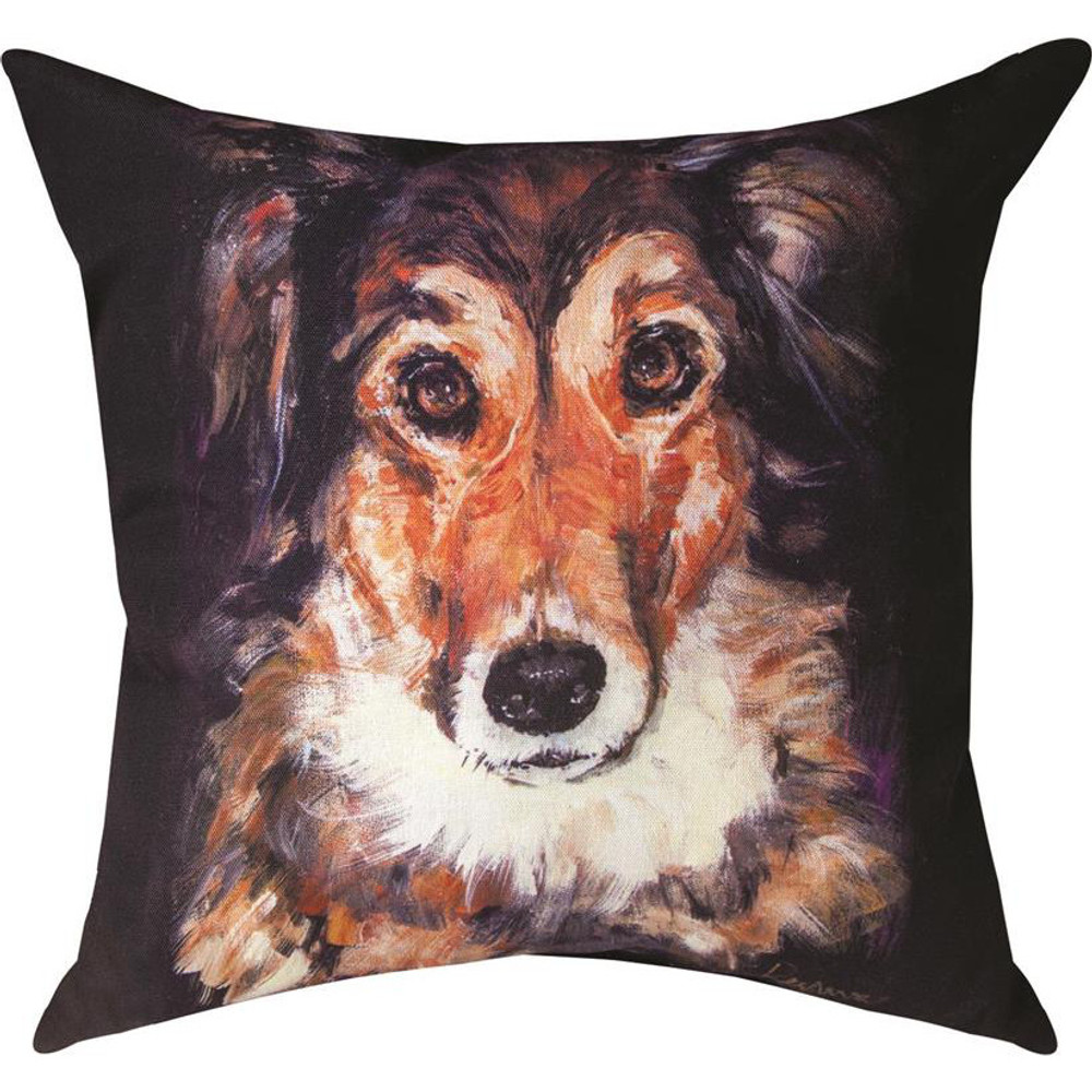 Collie Dark "Pet Love" Indoor/Outdoor Throw Pillow | SLPLCD