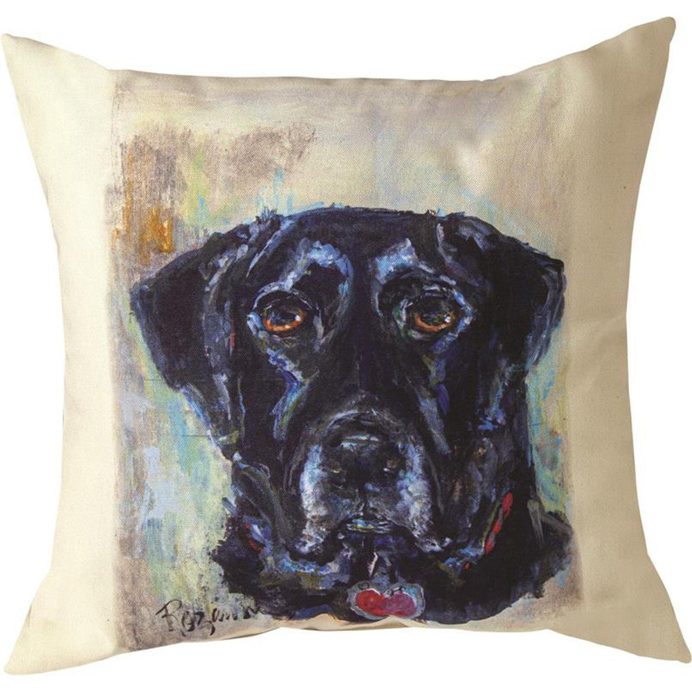 Black Lab "Pet Love" Indoor/Outdoor Throw Pillow | SLPLLB