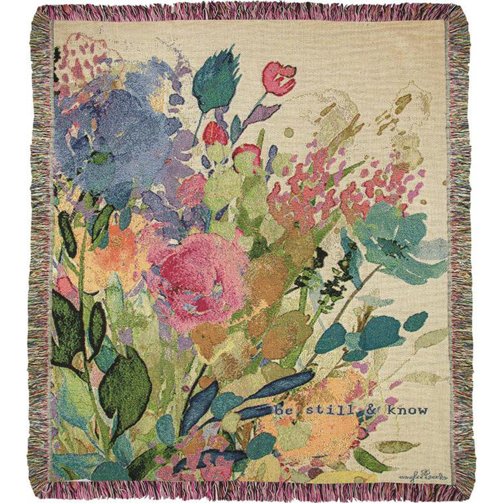 Extravagant Love "Be Still" Floral Tapestry Throw Blanket | Manual Woodworkers | ATEXT