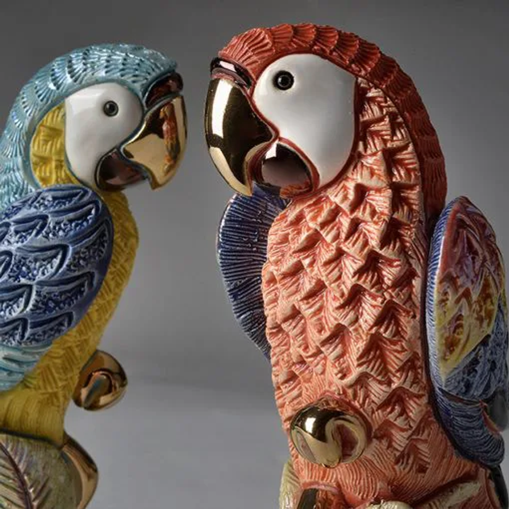 Parrot Pair Ceramic Figurine Set | De Rosa | F228B-F228R
