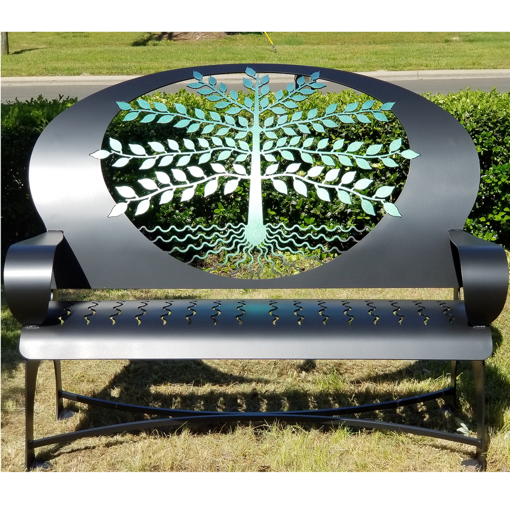 Tree of Life Black Steel Bench | Cricket Forge | B021-black