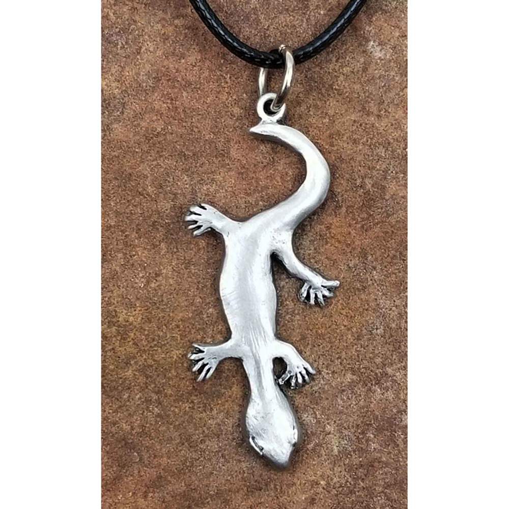 Gecko Lizard Pewter Pendant Necklace | Andy Schumann | SCHGECKOPEND