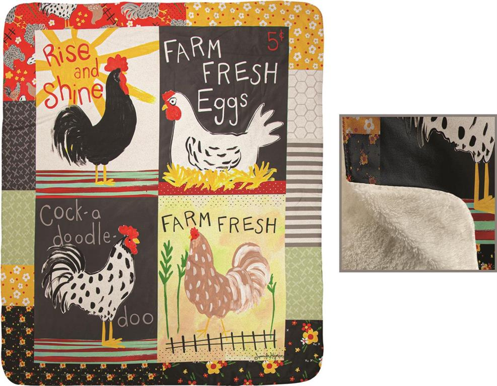 Roosters Fleece Throw Blanket "Rise And Shine" | MWWSARASR