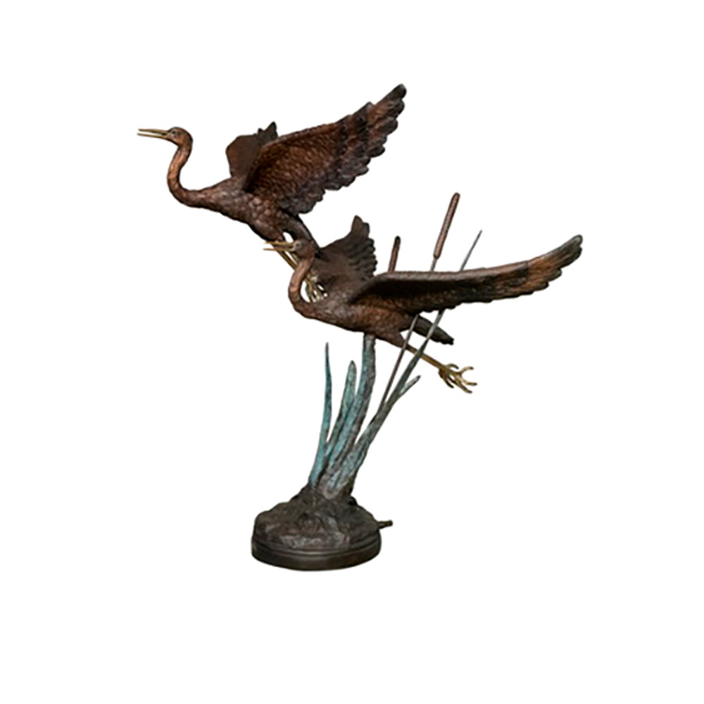 Two Flying Herons Bronze Fountain Statue | Metropolitan Galleries | SRB022005
