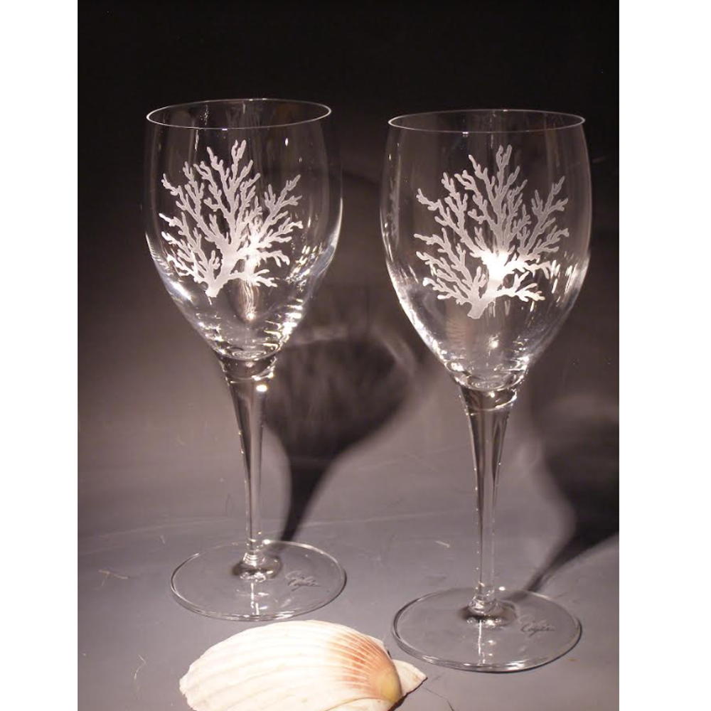 Coral Chablis Crystal 13 oz Wine Glass Set of 2 | Evergreen Crystal | ECSS-63627