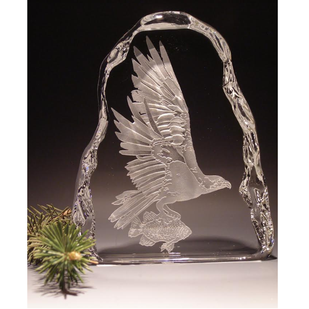 Osprey Crystal Ice Block Sculpture | Evergreen Crystal | ECNA-102530