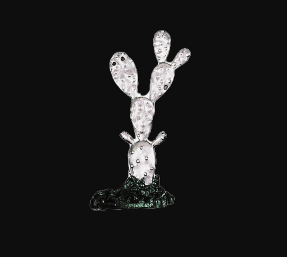 Nopal Cactus Small Silver Plated Cactus Sculpture | C-3 | D'Argenta