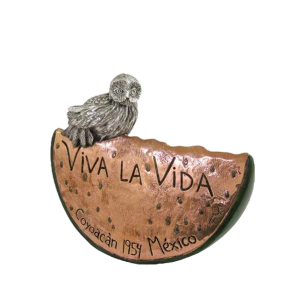 Frida Kahlo Owl and Watermelon Silver Plated Sculpture "Viva la Vida" | FK05 | D'Argenta