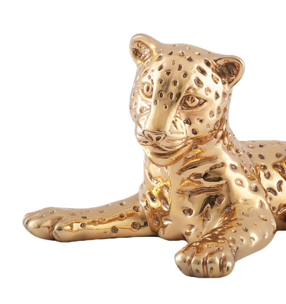 Leopard Cub 24K Gold Plated Sculpture | A-63-O | D'Argenta