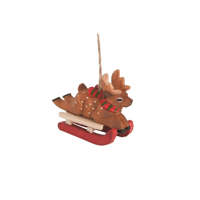 Wooden Reindeer Sled Race Ornament | Gallerie II | ORN73827-1