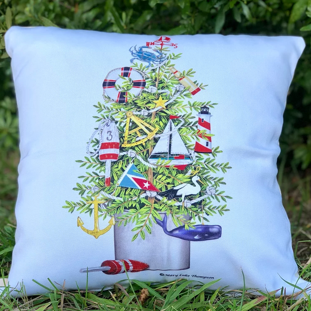 Coastal Christmas Tree Indoor Outdoor Pillow 18x18 | Magnolia Casual | MCMLT913LCS