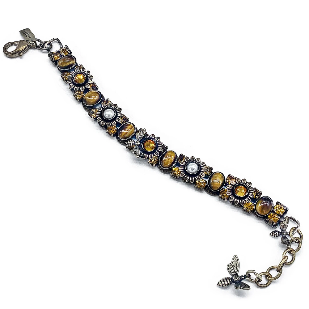 Sunflower and Bee Bracelet | La Contessa Jewelry | LCBR9012-XG-TOP