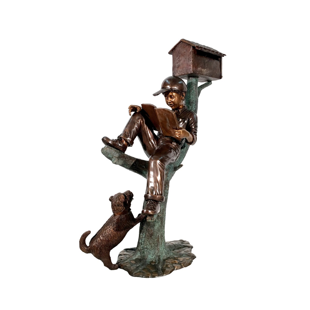Boy on Log Mailbox with Dog | Metropolitan Galleries | SRB48649
