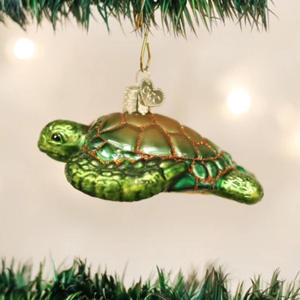 Green Sea Turtle Glass Ornament | OWC12167
