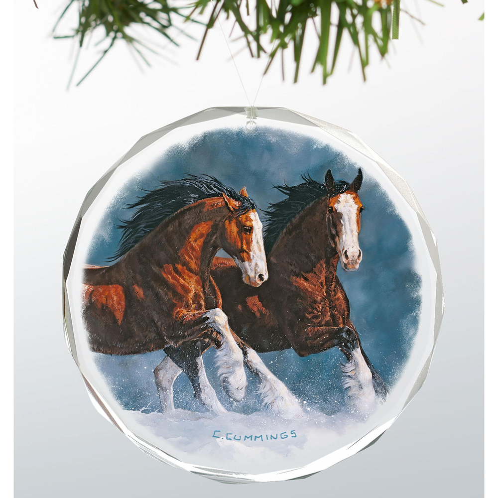 Clydesdales Crystal Ornament | Snow Kings | Wild Wings