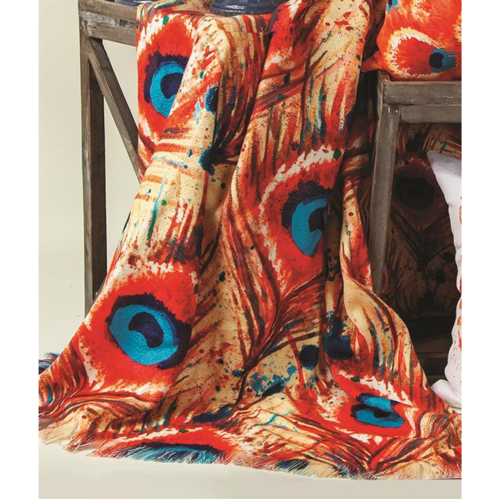 Peacock Feathers Poly Throw Blanket | SAPECF