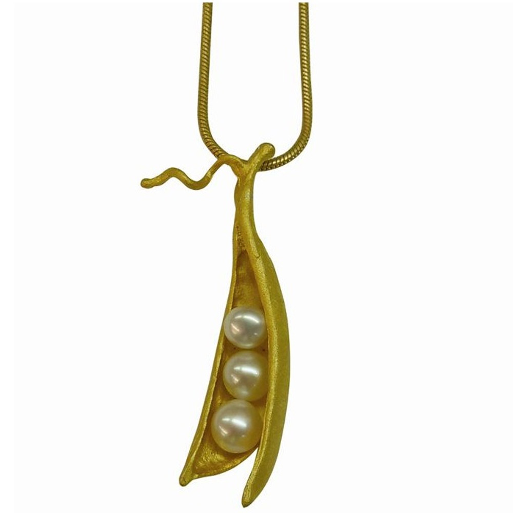 Peapod 3 Pearl Gold Plated Necklace | Michael Michaud Jewelry | SS7875BZG