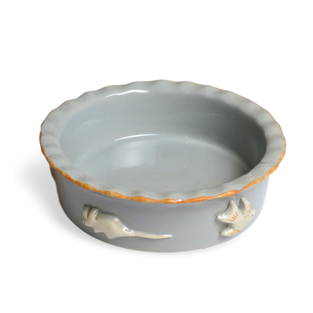 French Grey Stoneware Cat Bowl | CCEPCBF3006