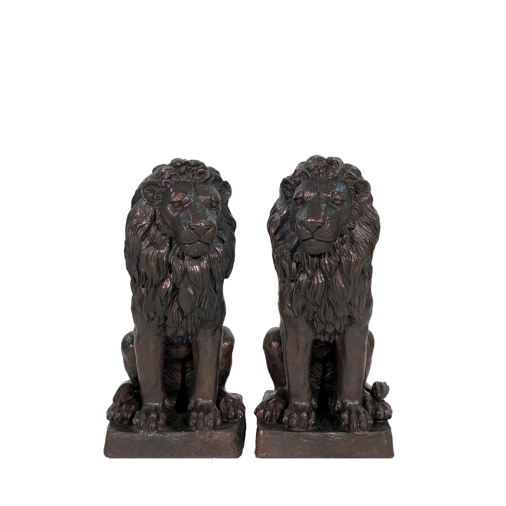 Bronze Sitting Lions Sculpture Pair | Metropolitan Galleries | SRB705152