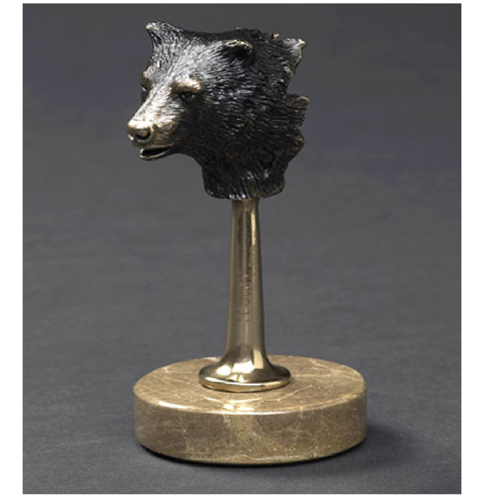 Bear Miniature Bronze Sculpture on Marble Base