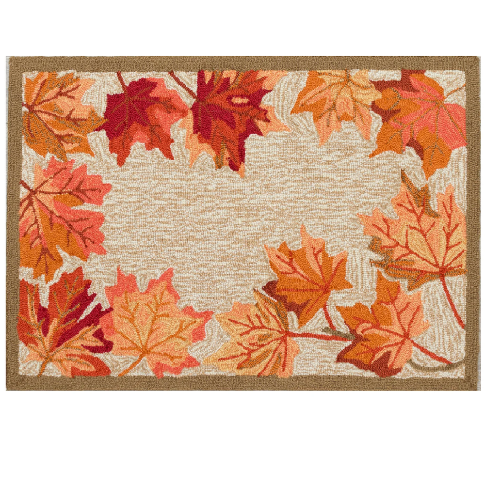 Hand Hooked Falling Leaves Indoor/Outdoor Rug 2x3 | TOGRVL23230312