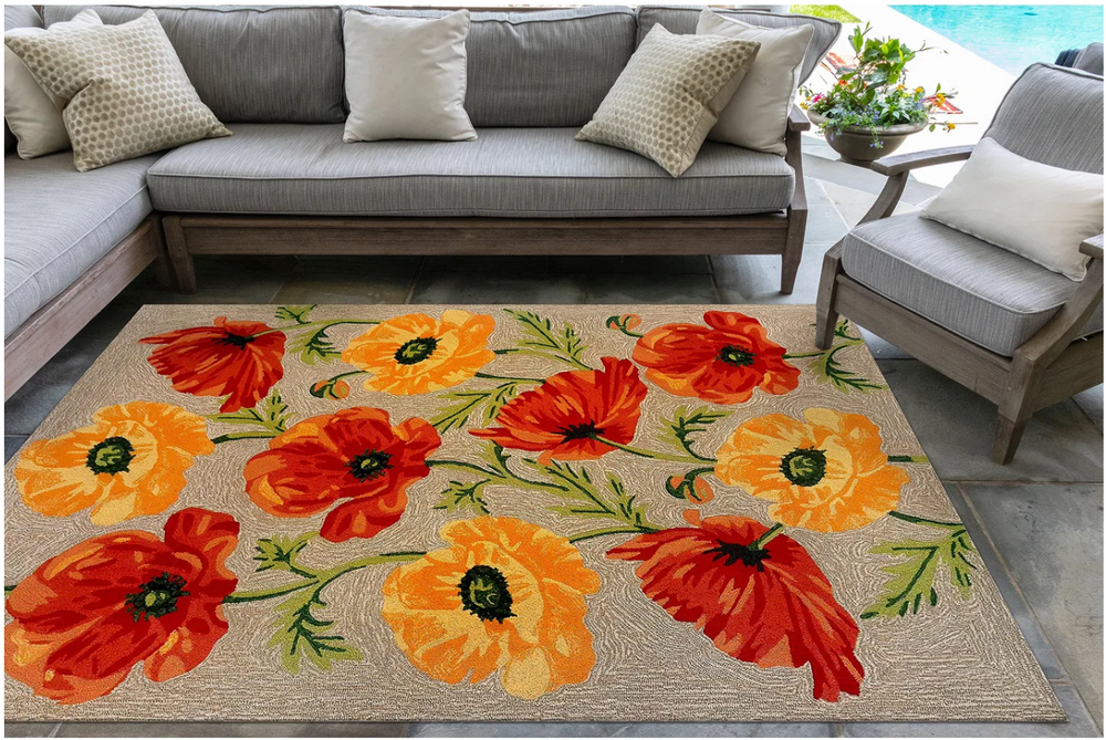 Hand Hooked Icelandic Poppies Indoor/Outdoor Rug | TGORVL57227212