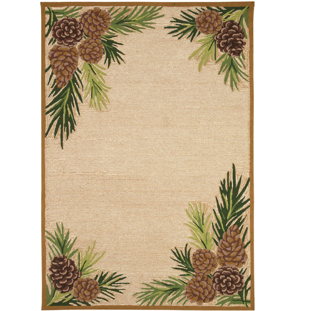 Hand Hooked Forest Border Indoor/Outdoor Rug