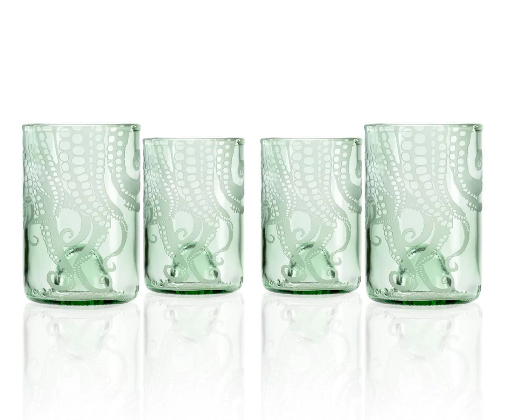 Upcycled 12 oz Octopus Repurposed Tumbler Set of 4 | ROL814506-S/4