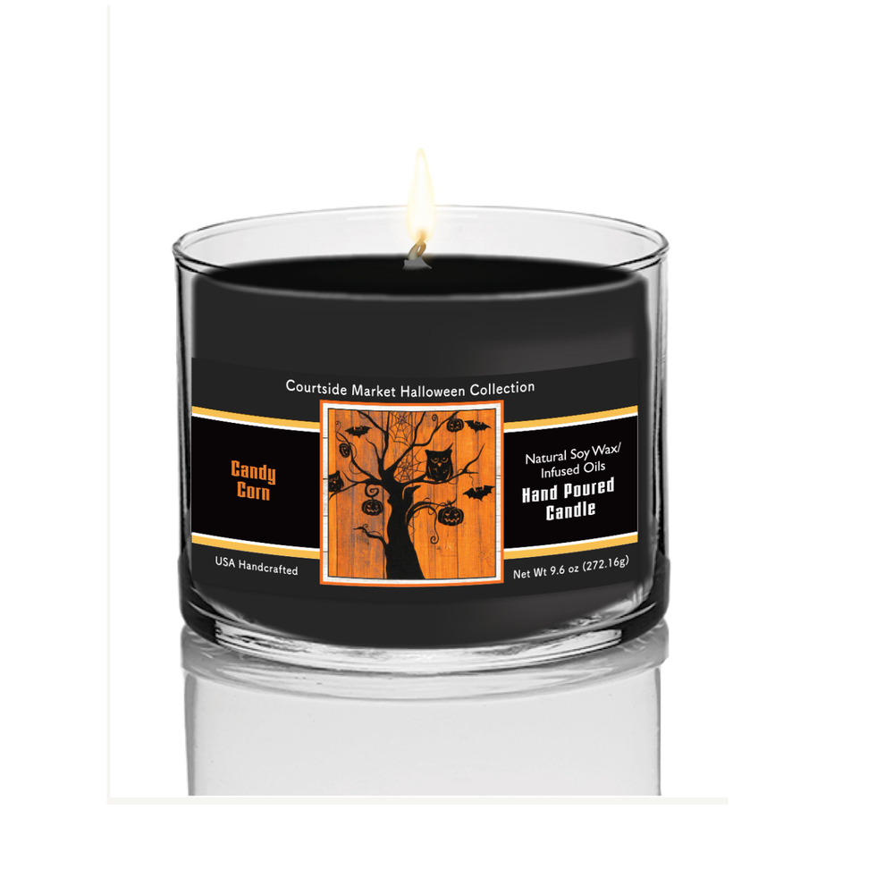 Hand Poured Halloween Soy Candle with Candy Corn Scent