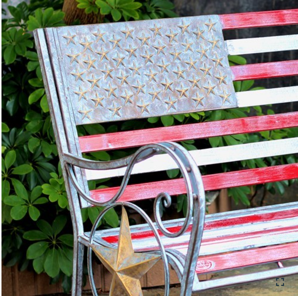 Flag Iron Garden Bench "Proud To Be An American"