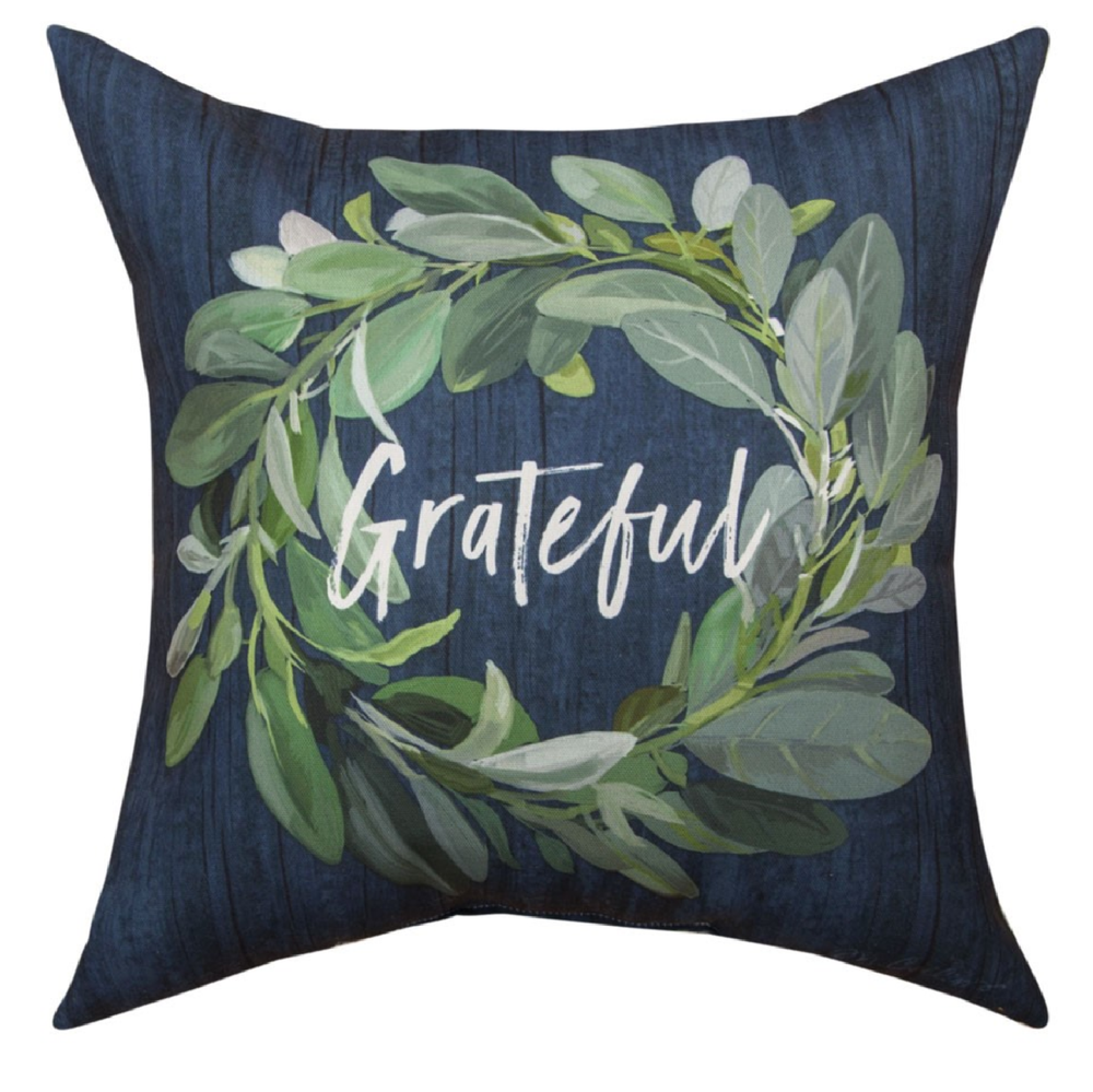 Grateful/Pray Wreath Indoor/Outdoor Pillow