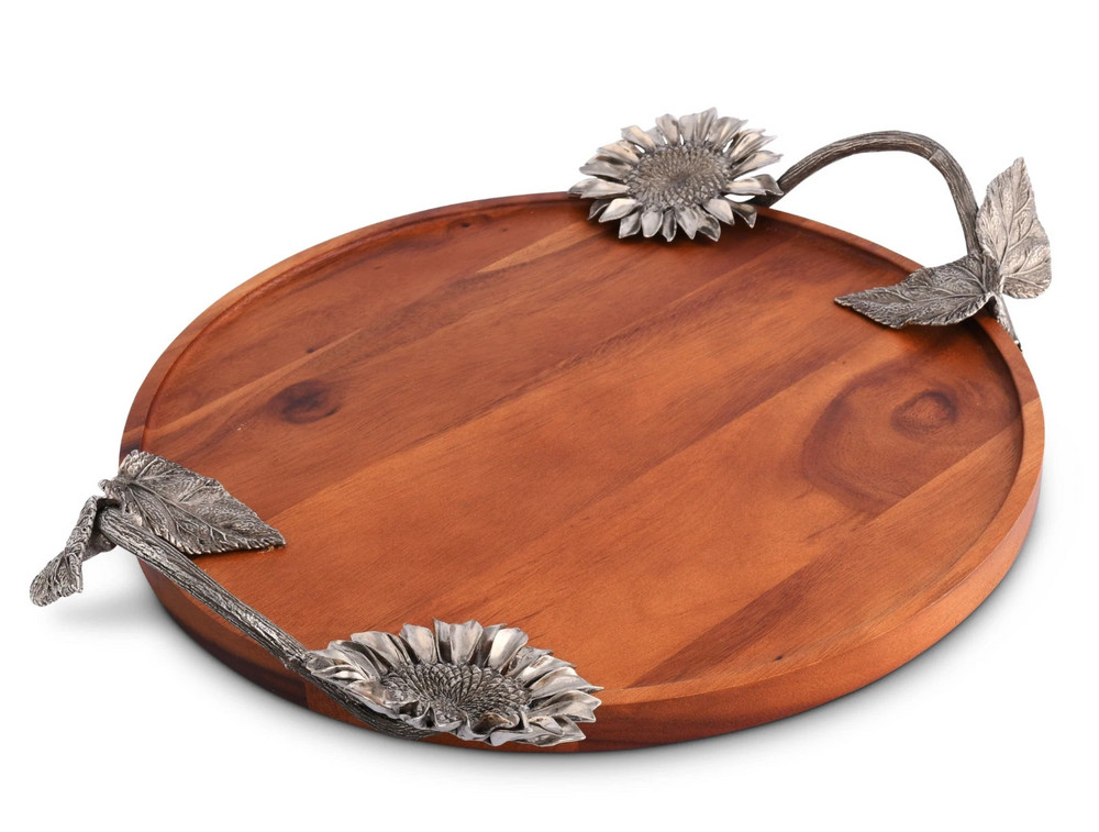 Sunflower Wood Serving Tray 