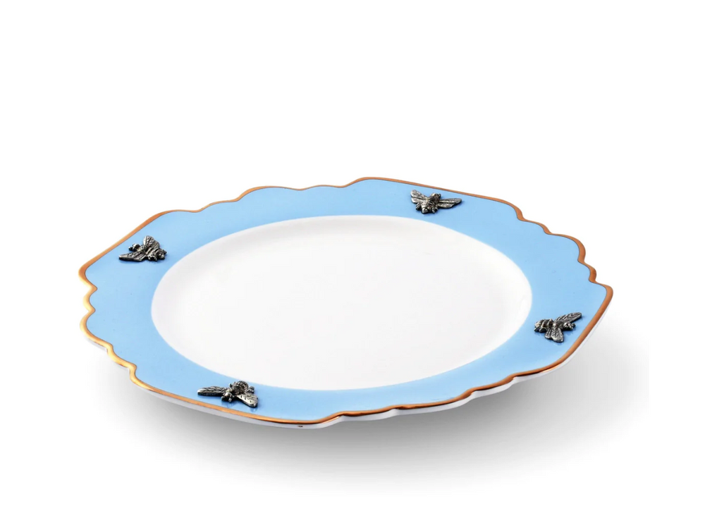 Bee Bone China Dinner Plate with Gold Rim