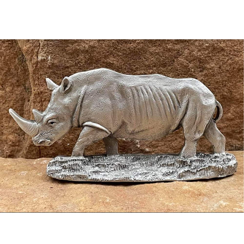  Rhinoceros Pewter Shelf Accent Sculpture