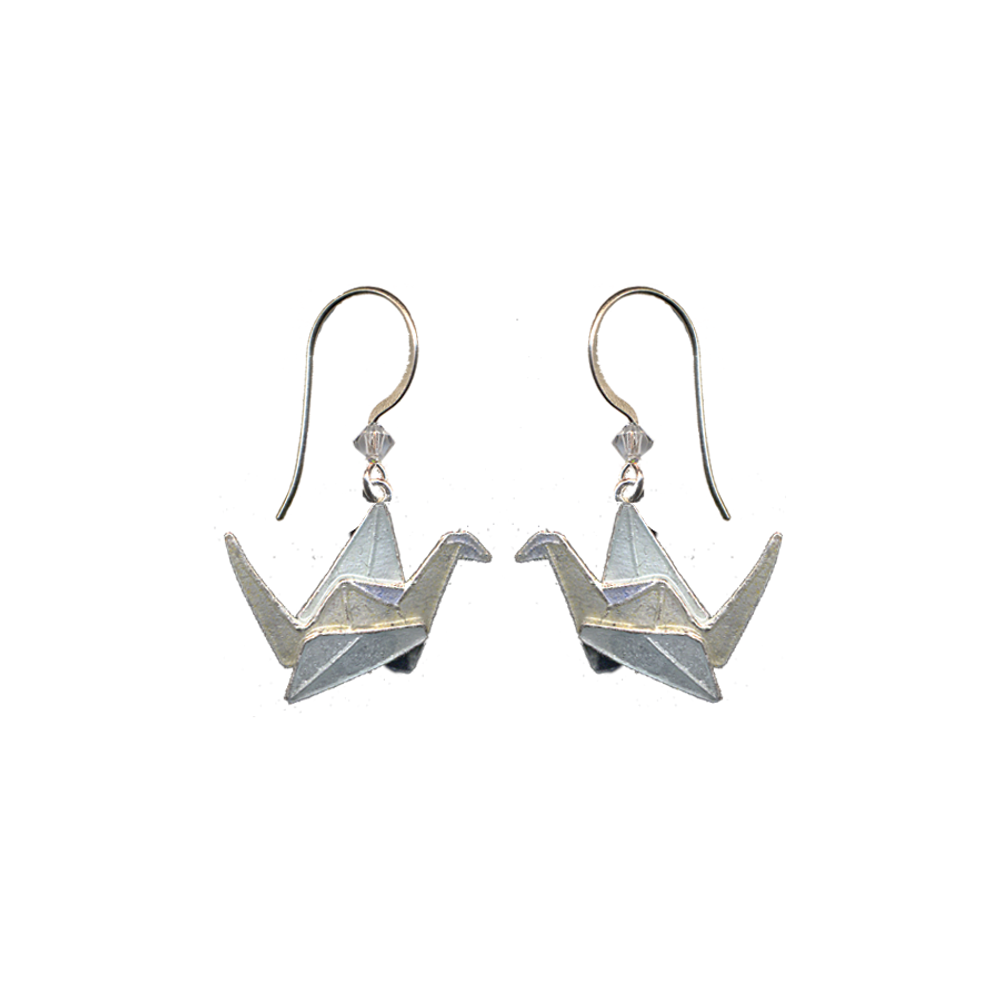 Origami Crane Wire Earrings | Bamboo Jewelry | BJ0020e