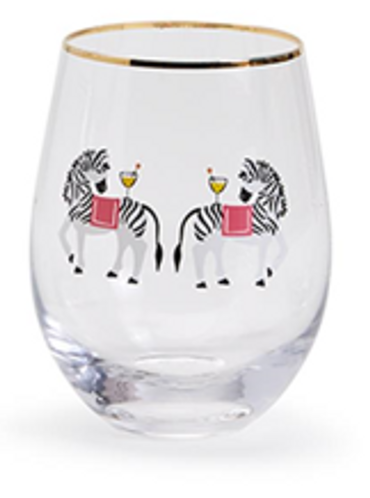 Set of 4 Animal Party Stemless Wine Glasses