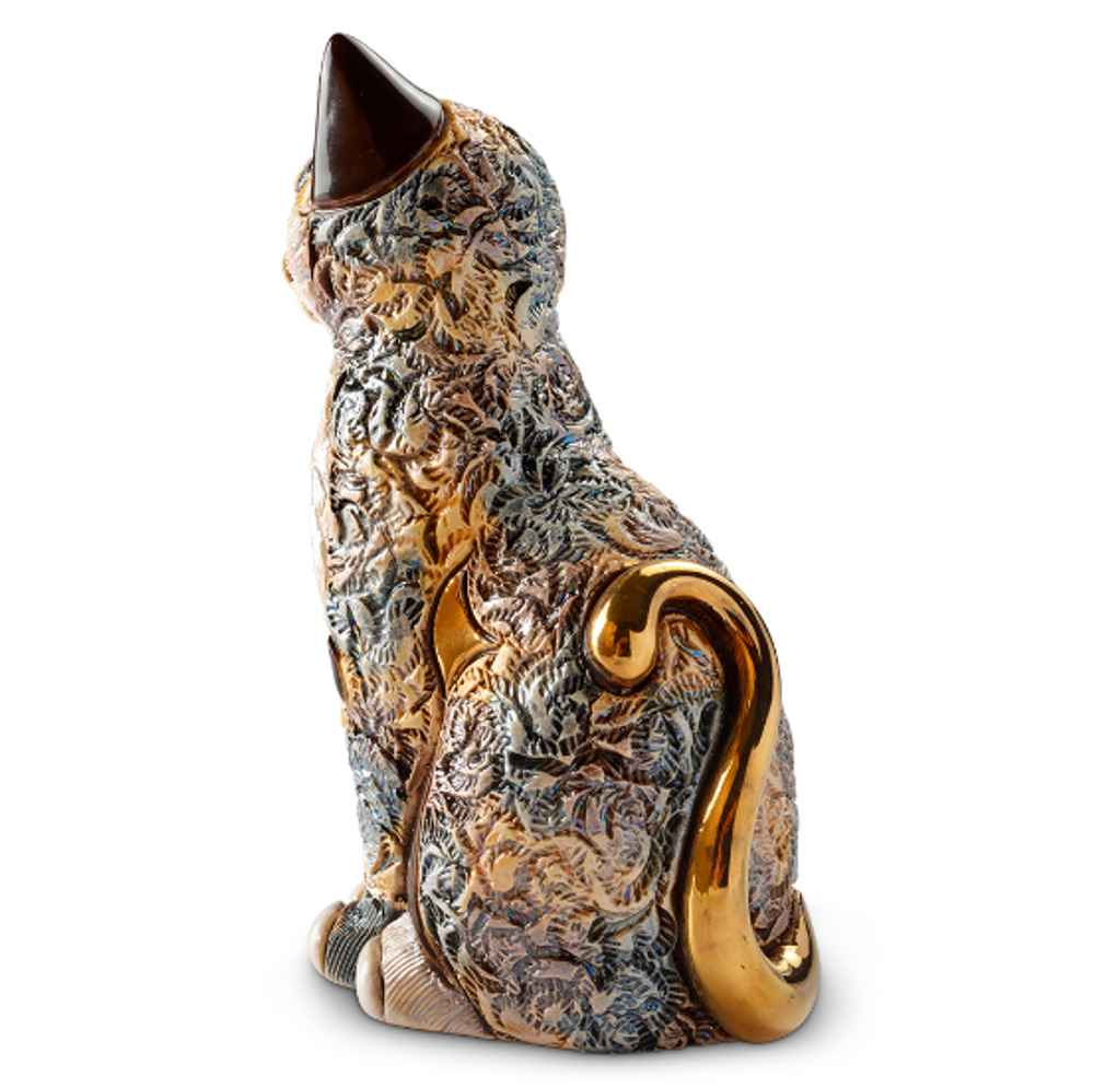 Sitting Calico Cat Family Ceramic Figurine Set of 2 | De Rosa 
