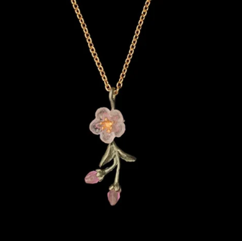 Peach Blossom Dainty Flower Pendant Necklace | Nature Jewelry | Michael Michaud | SS9454BZ