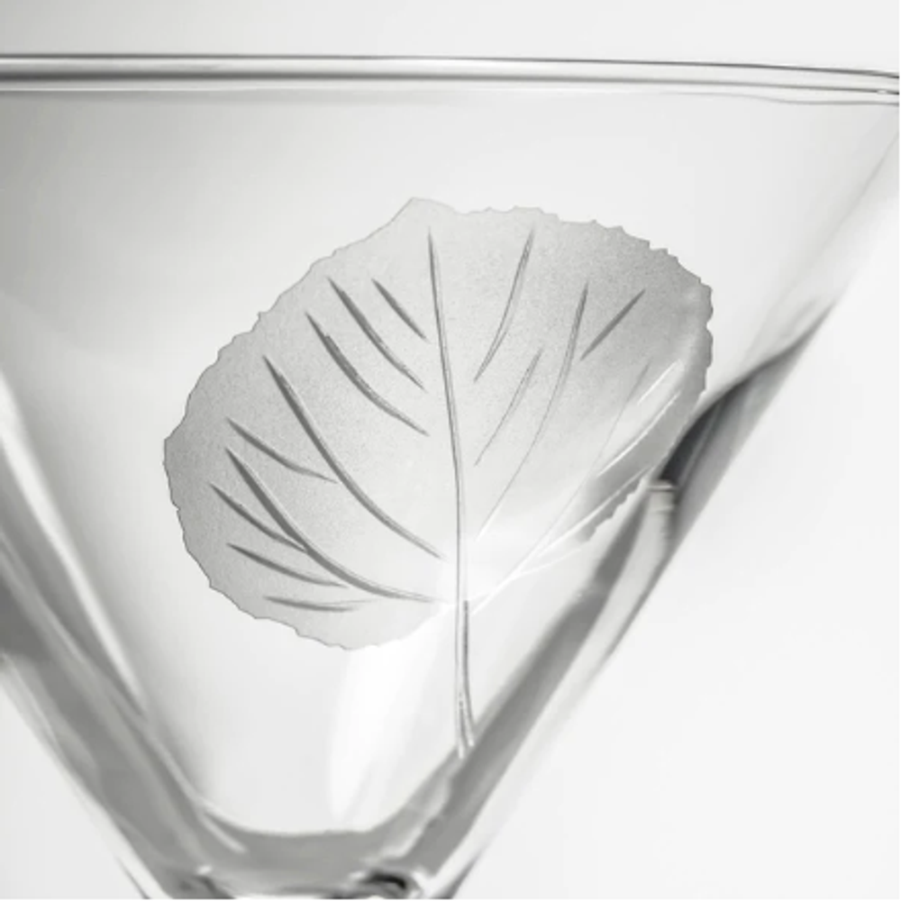 Aspen Leaf Engraved Martini Glass Set of 4 | Rolf Glass | 702131