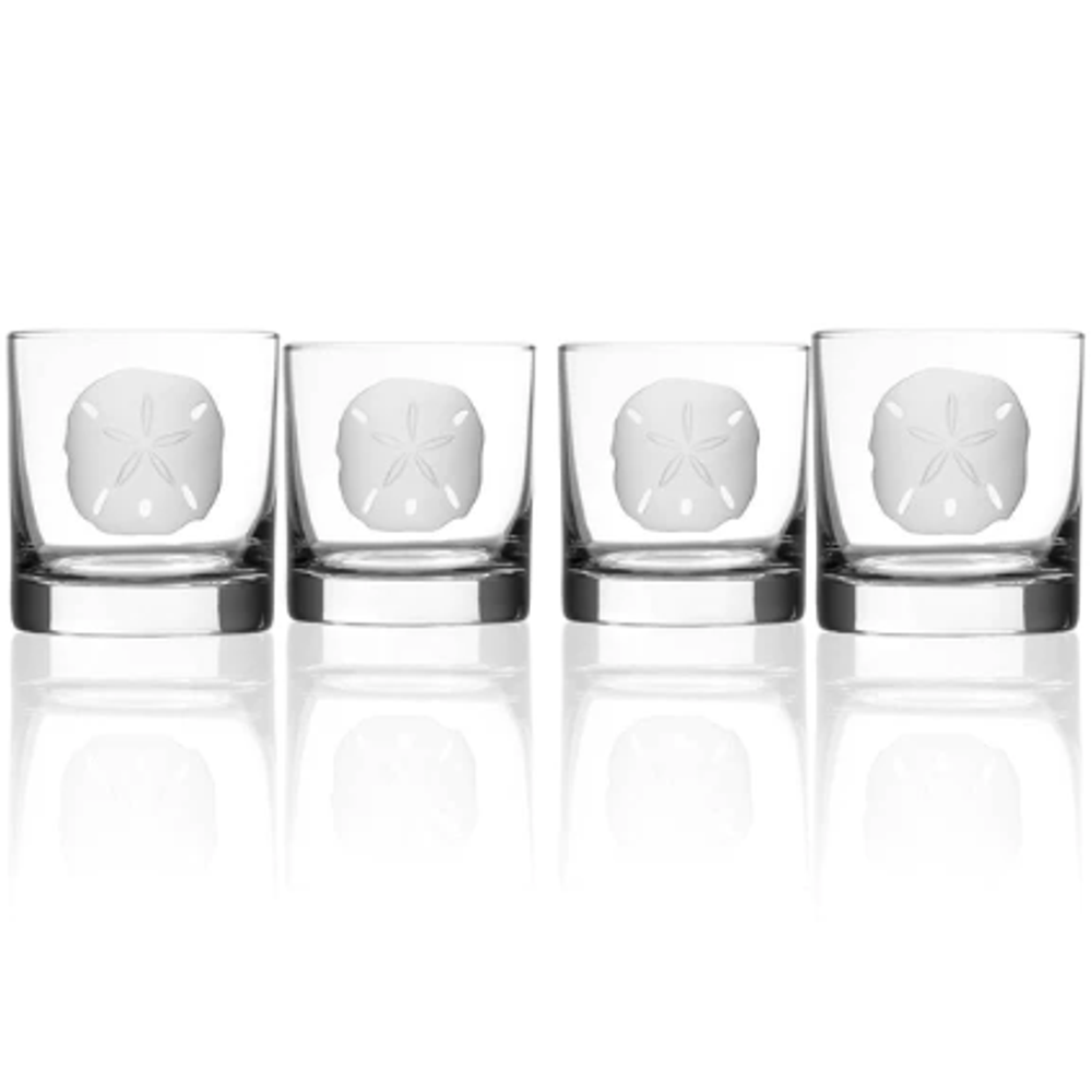 Sand Dollar Rocks Glass Set of 4 | Rolf Glass | 250687