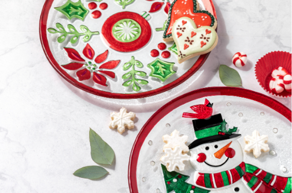 Round Snowman Glass Plate | BSC2020220389 | Big Sky Carvers
