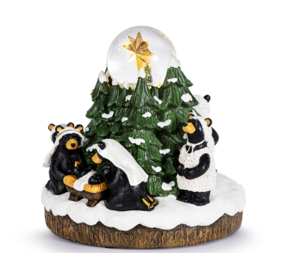 Bear Nativity Musical Snow Globe 