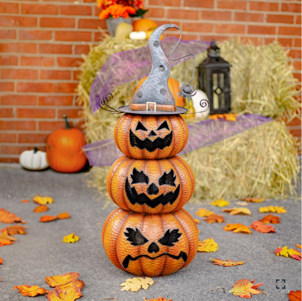  Hand Painted Iron Jack-O-Lantern Totem Pole | ZLIZR210310